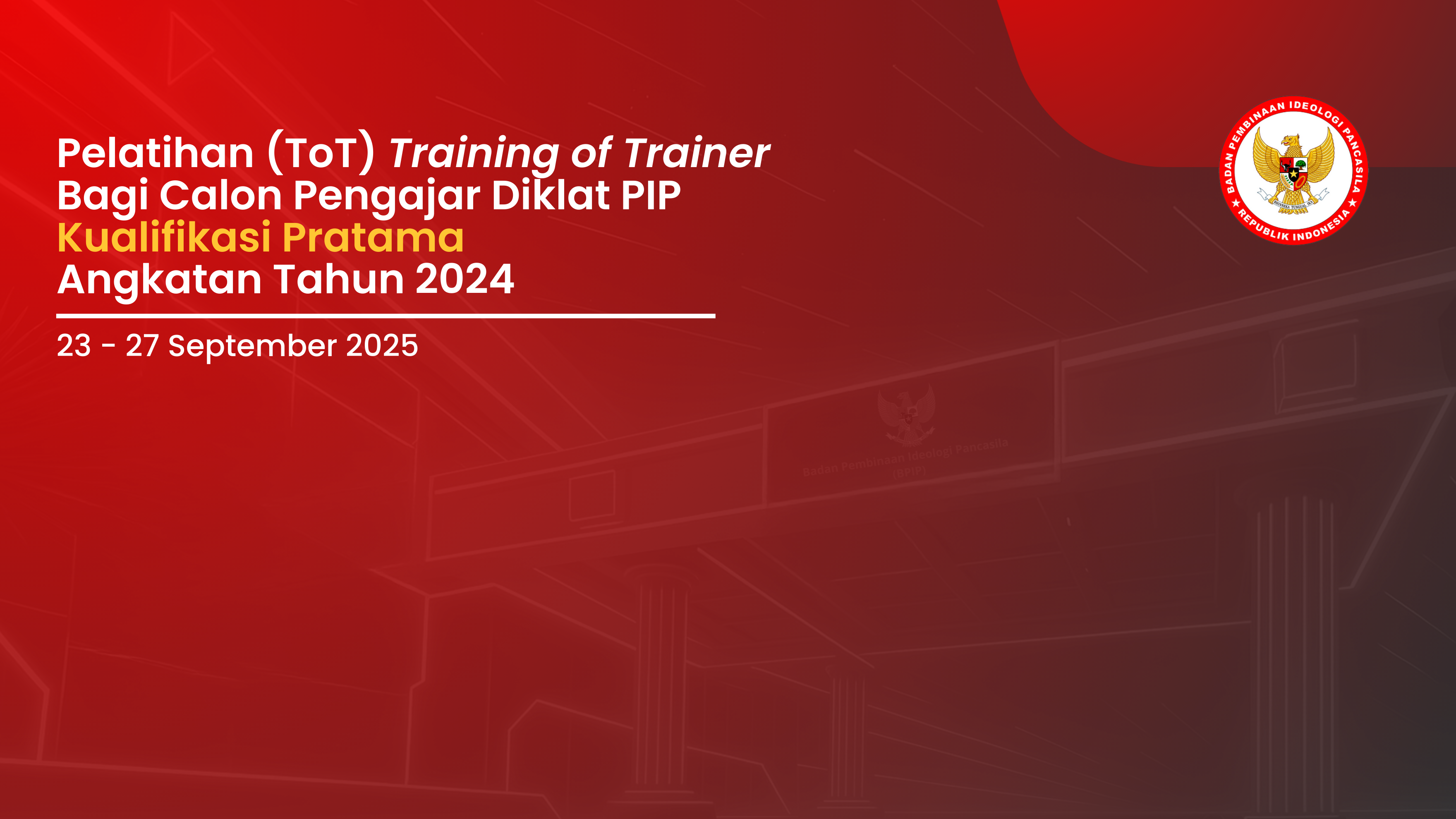 Pelatihan bagi Calon Pengajar Diklat PIP Kualifikasi Pratama Angkatan Tahun 2024